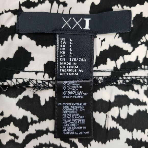 Forever 21 XXI Skirt Size Large Juniors Wrap Pleated Front Black Ivory Polyester - Picture 8 of 10